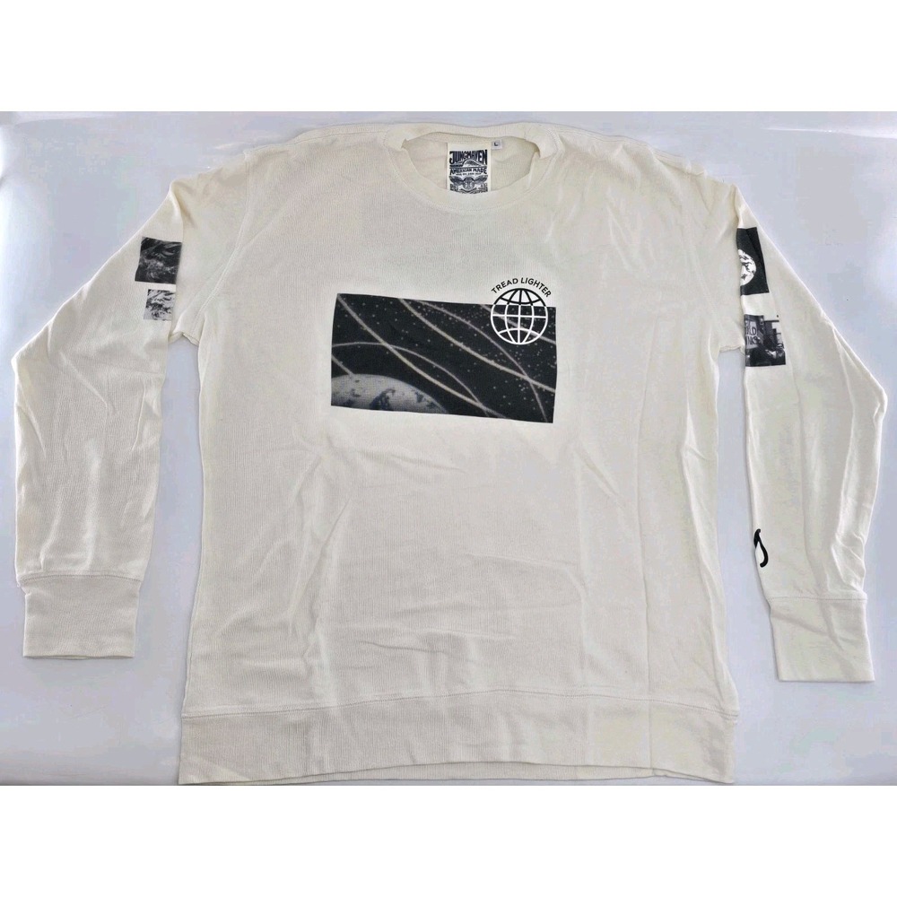 Jungmaven Long Sleeve Tee Hemp & Organic Cotton TREADLIGHTER All Over Print Sz L
